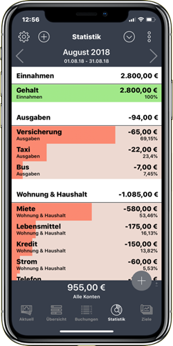 Statistikansicht der App