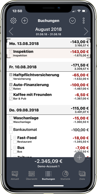 Buchungsansicht